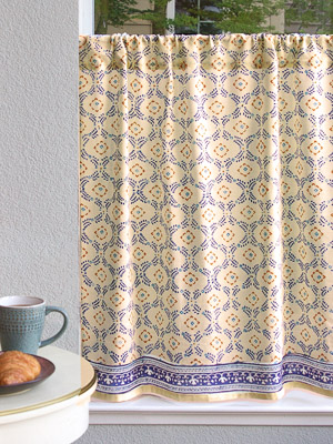 Morning Dew (CP) ~ French Country Trellis Yellow Kitchen Curtain