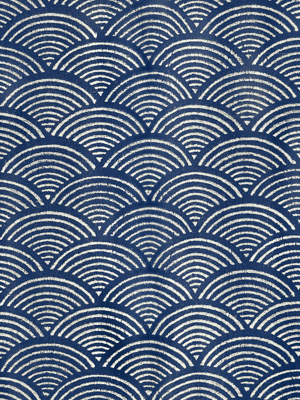 Pacific Blue ~ Blue and White Fabric With Japanese Wave Print