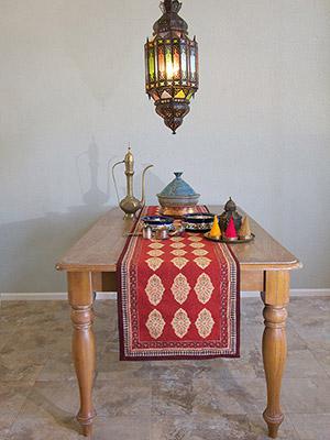 Spice Route ~ Red Orange Moroccan Indian Table Runner