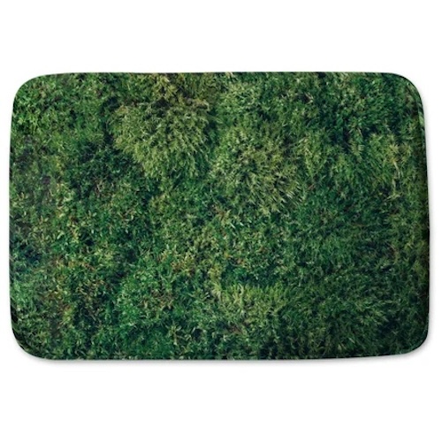 Moss bath mat to coordinate with sage green decor in the bathroom