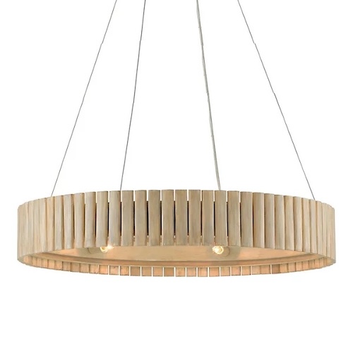 Bamboo pendant chandelier to coordinate with sage green decor in kitchen