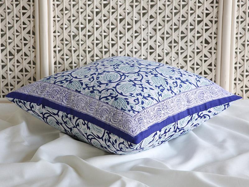 Cobalt Blue & Purple Floral Throw Pillows, Colorful Large
