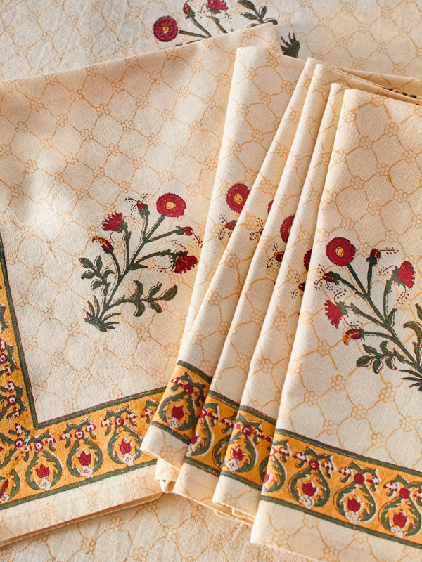 red floral pattern cloth dinner napkins