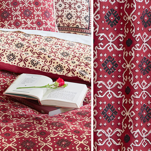 Block Print Elegant Geometrical Cloth Napkin - Hibiscus Linens
