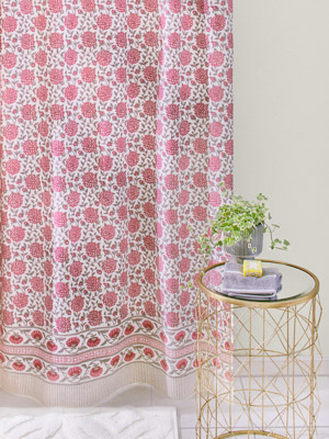 JOYMIN Floral Shower Curtain Set with Snap-in Fabric India
