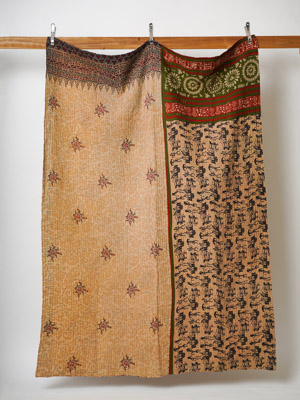 Dholi Yogi ~ Vintage Kantha Quilt Sari Throw