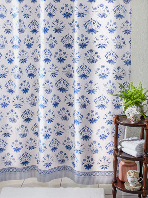 English Gardens ~ Blue Cottage Shower Curtain