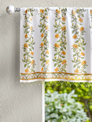 French Country Floral Window Curtains, Window Valance, Yellow and Blue  Window Treatments -  New Zealand
