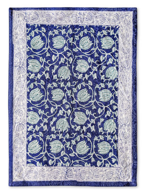 Blue White Floral Bedding Tablecloths Shower Curtains | Saffron Marigold