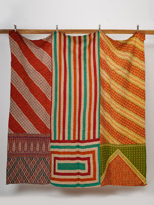 Rajani Jangid ~ Vintage Kantha Quilt Sari Bedspread