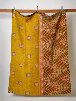 Santosh Yadav ~ Vintage Kantha Quilt Sari Throw