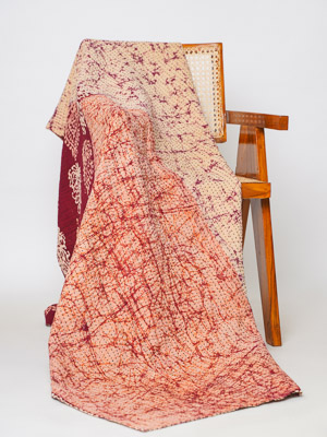 Savitri Meena ~ Vintage Kantha Quilt Sari Throw