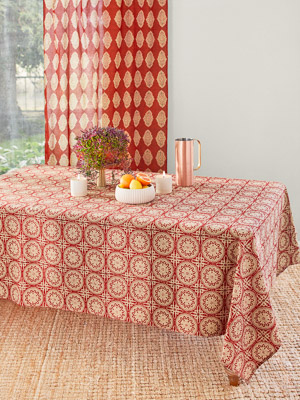 Spice Route (CP) ~ Red Mandala Sun Print Table Cloth