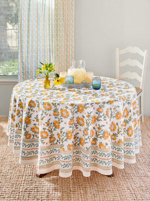 Sunflower Serenade ~ Round Sunflower Tablecloth, Sunflower Print