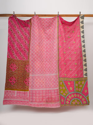 Susila Meena ~ Vintage Kantha Quilt Sari Bedspread