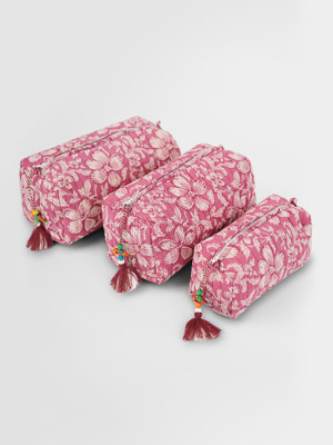 Mauve Mist Oleander ~ Quilted Toiletries and Makeup Bag